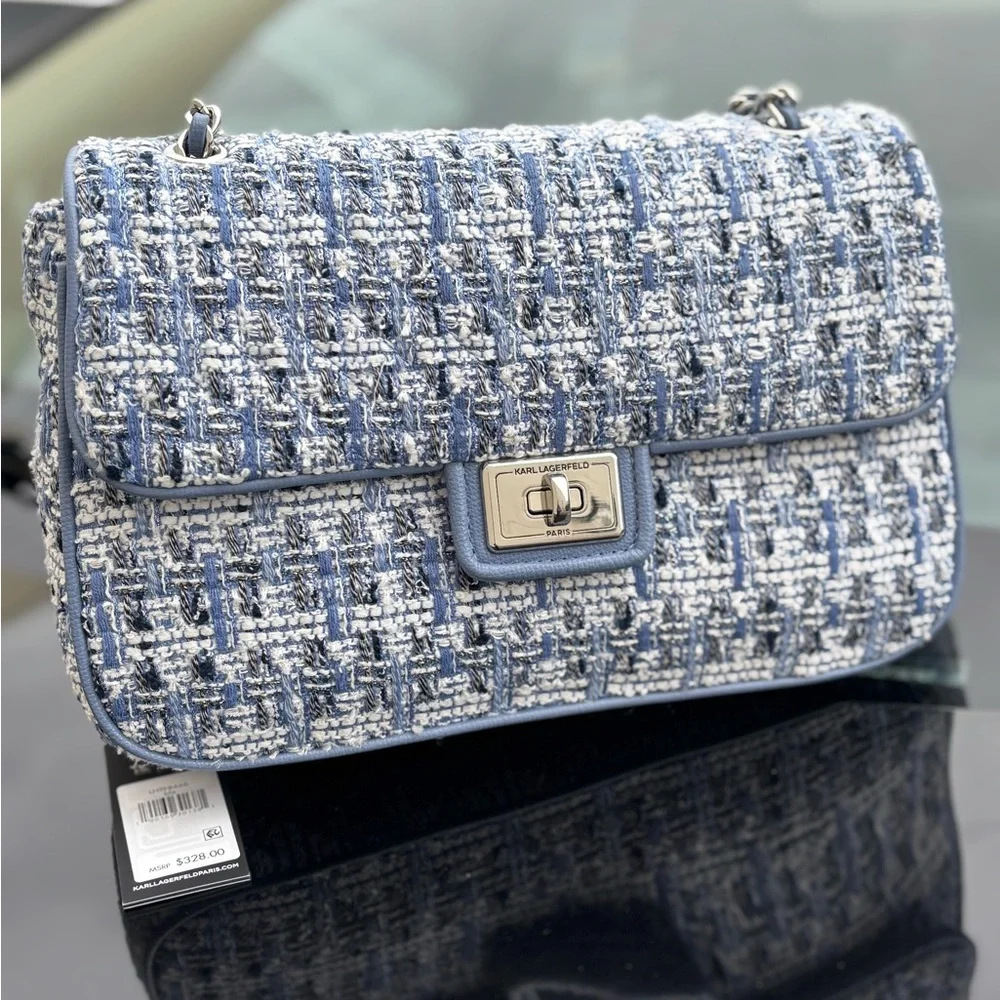 Karl Lagerfeld Chic Blue Tweed Women’s Bag GIFT READY🌺 - Picture 2 of 6